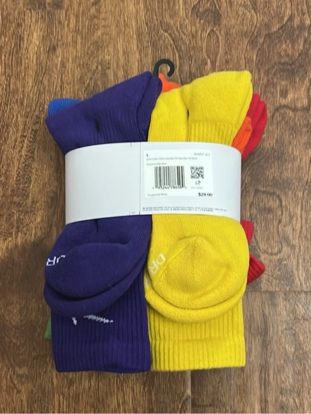 Nike Everyday Plus Crew Socks - Red, Green, Blue & Yellow (6-Pack)